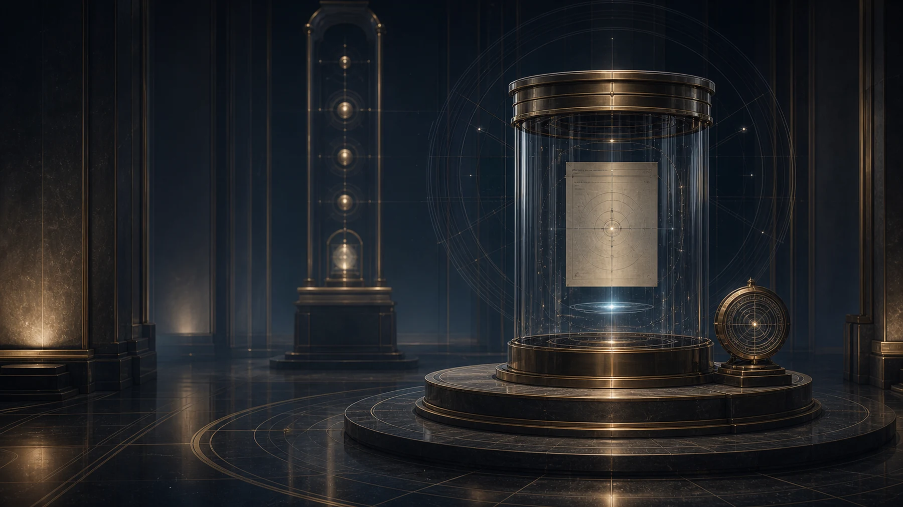 Concept visual: a sealed receipt proof capsule connected to an independent verification anchor and offline proof context